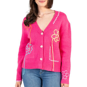 Revolve John + Jenn Pink Floral Sweater Maximalist Floral Funky Y2K Cardigan XL